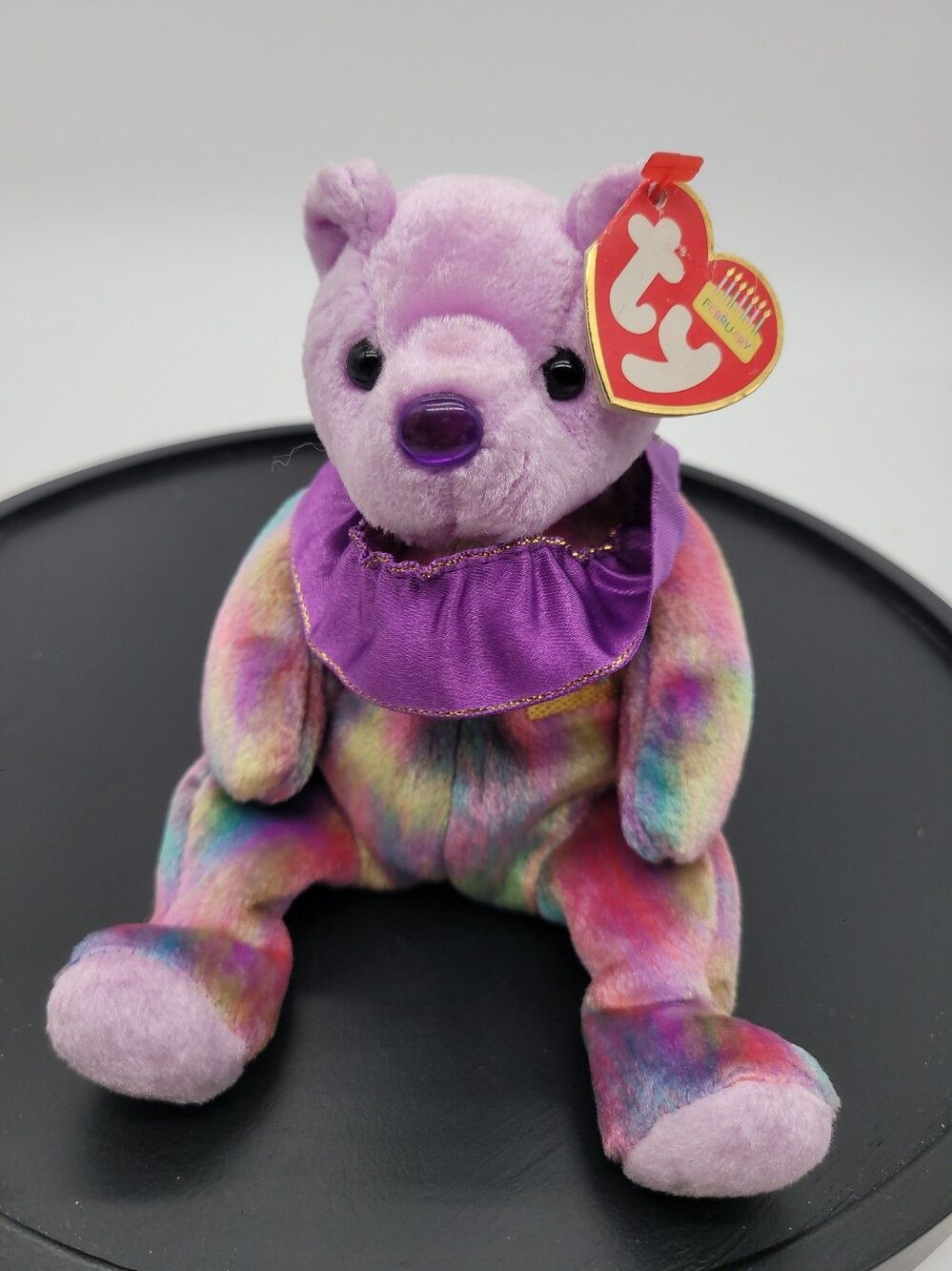 Ty Beanie Baby Feburary the Birthday Bear 7.5" Plush Stuffed Animal Toy Flaw